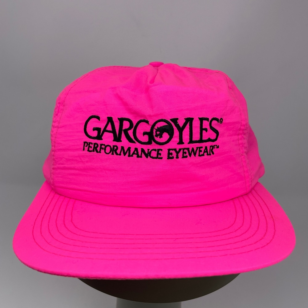 Vintage Gargoyles Performance Eyewear Neon Pink Nylon Snapback Hat 90s‎ Cap Rare